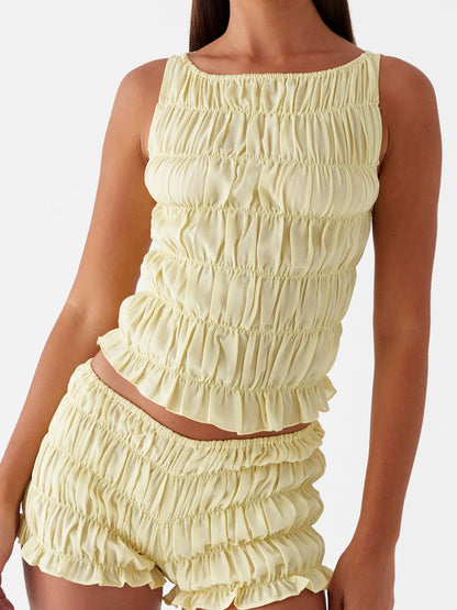Ruched Texture Tank and Shorts Two-Piece Set New Era Fashion LLc