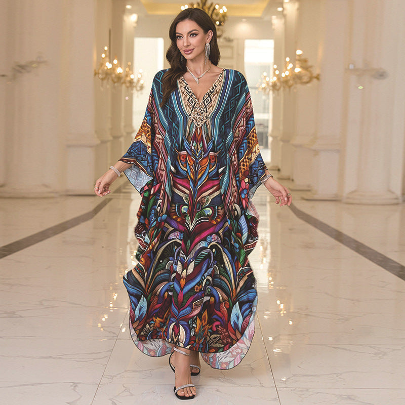 Fashion Personalized Cotton Printed Beach Dress Women Grayceful LLC
