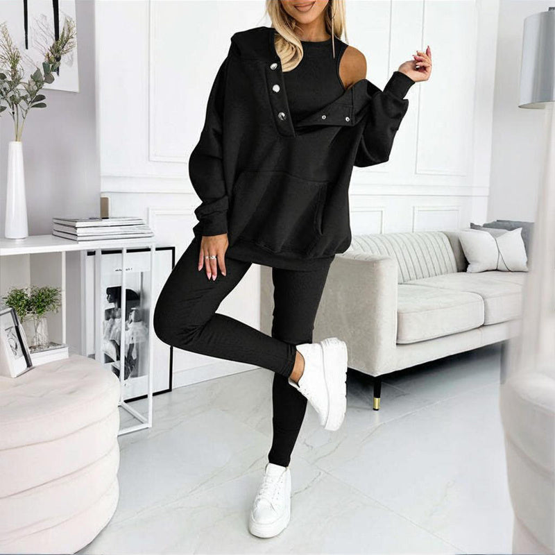 Women’s solid color three piece set FitiqueFit