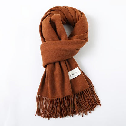 Solid Color Tassel Scarf, Hand Wash Only, Elegant Fringe Shawl for Women, Fashion Accessory NovaCart