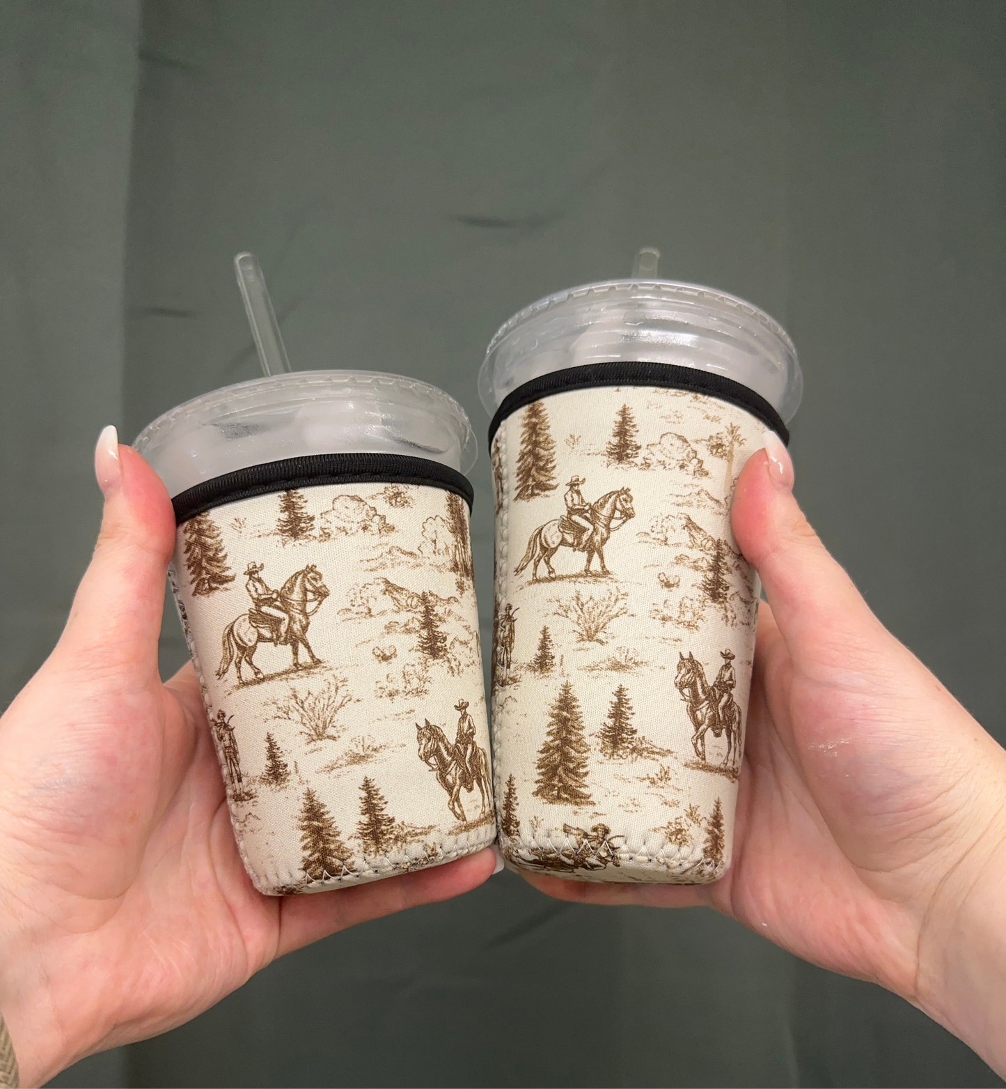 Western Golden Cowboy Coffee Sleeve | Reusable Neoprene Iced Coffee Cup Cover (16–24oz) BashDesignsCo