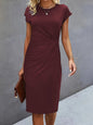Front Knot Bodycon Midi Dress – Round Neck Sleeveless Tie Dress FitiqueFit