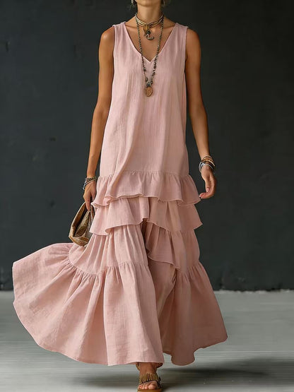 Women's Ice Silk Sleeveless Loose Maxi Dress – 6 Colors S–5XL FitiqueFit