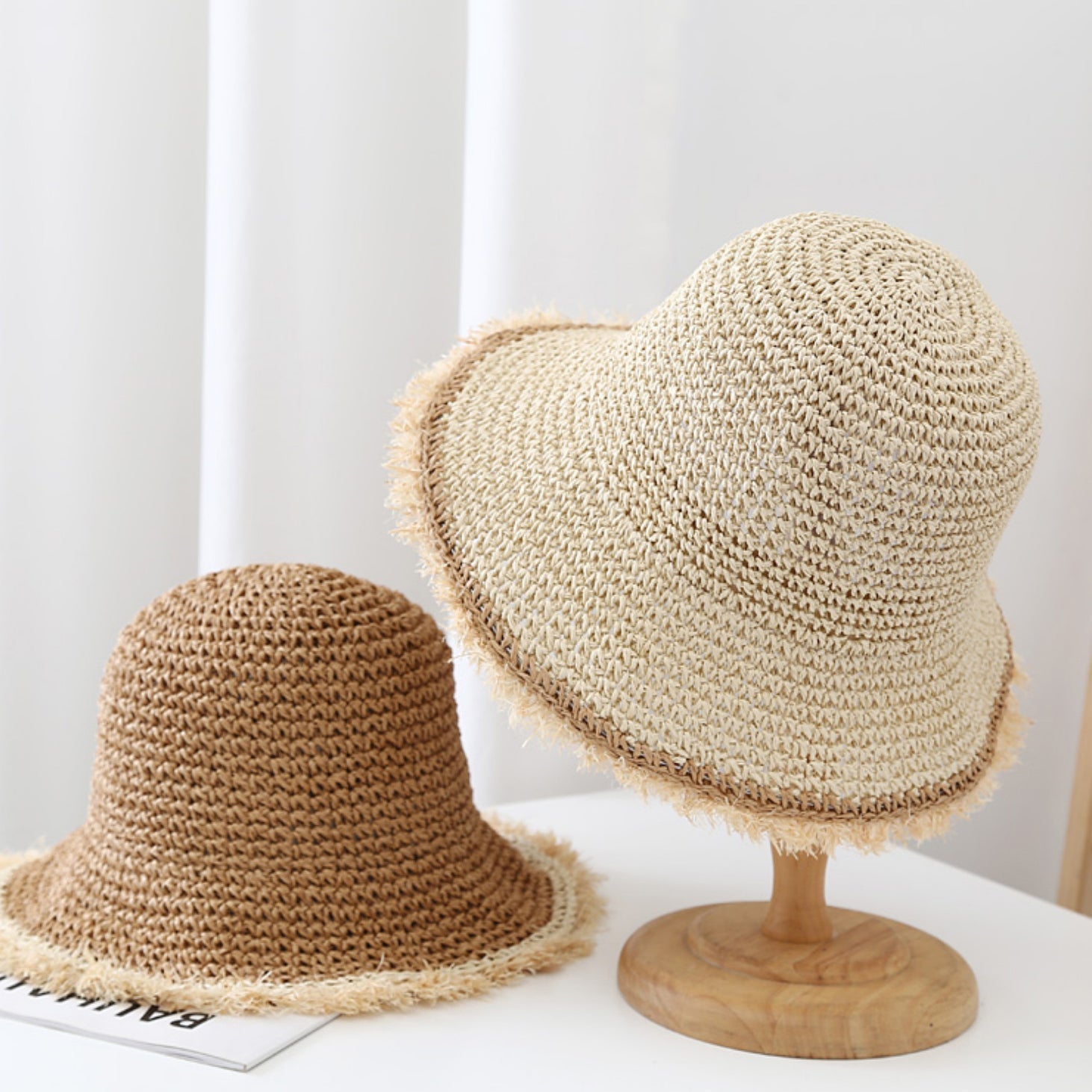 Women's Wide-Brim Fringed Woven Straw Hat | Beach & Vacation Sun Hat FitiqueFit