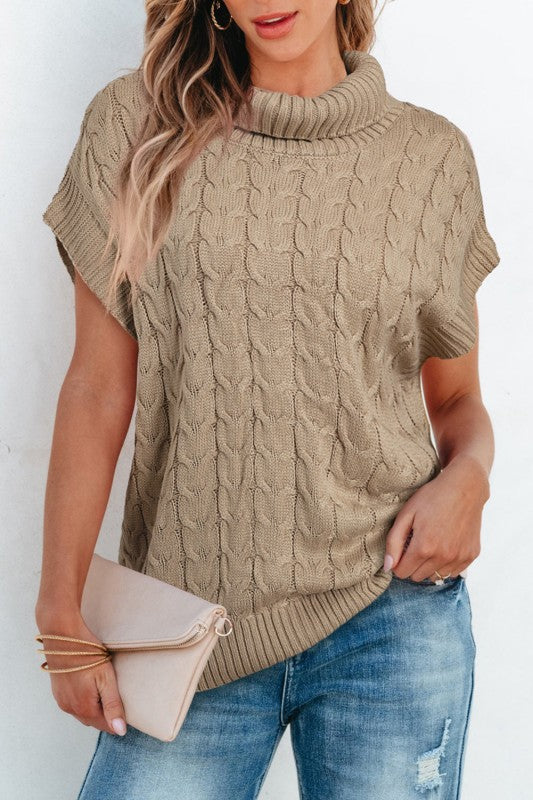 Cable Knit Turtleneck Batwing Short Sleeve Sweater Shop Style & More | Fresh Looks, Everyday Deals & Free Shipping