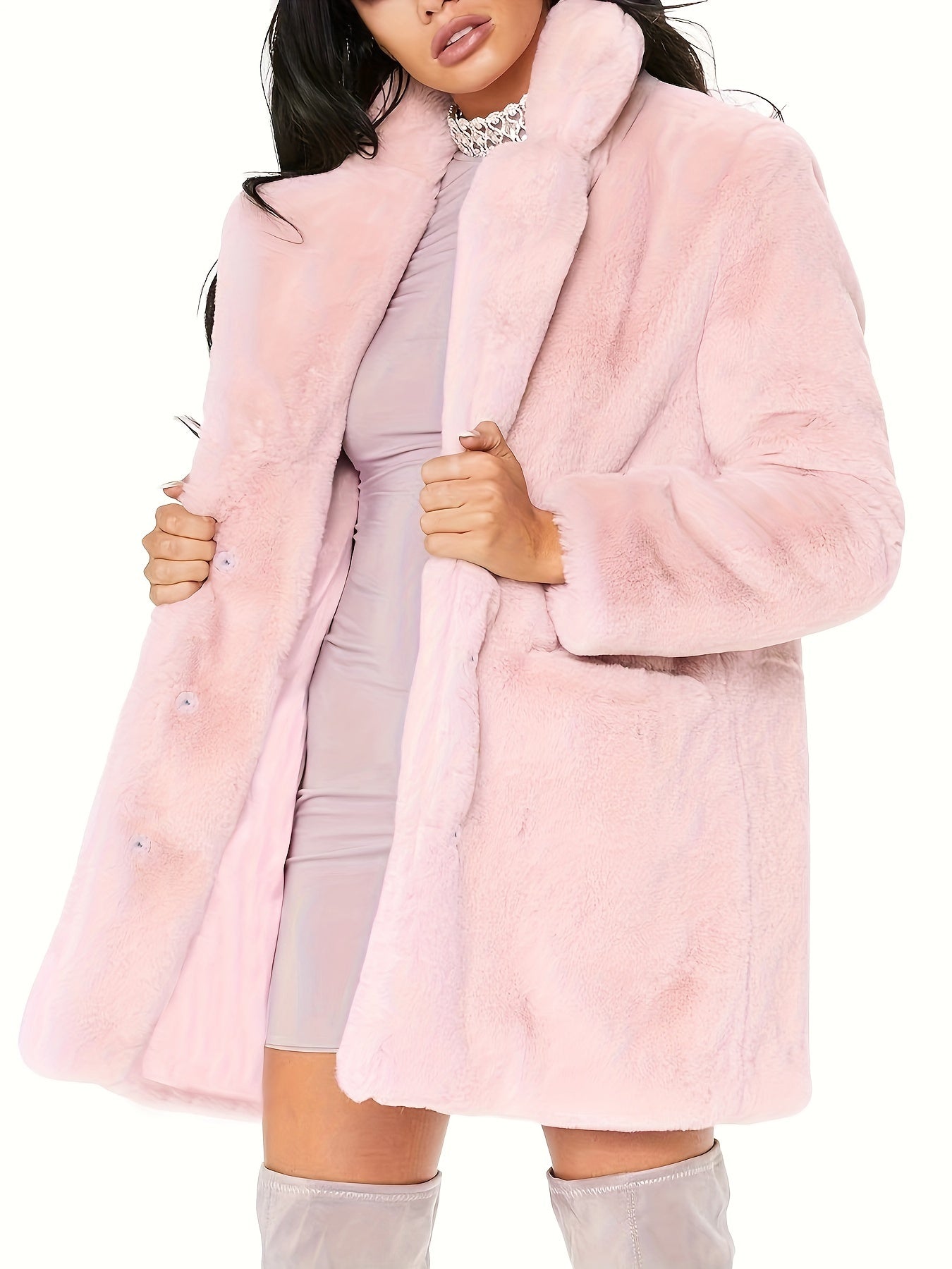 Winter Warm Plush Loose Coat, Casual Long Sleeve Fashion Teddy Outerwear, Women's Clothing NovaCart