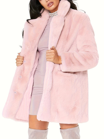 Winter Warm Plush Loose Coat, Casual Long Sleeve Fashion Teddy Outerwear, Women's Clothing NovaCart