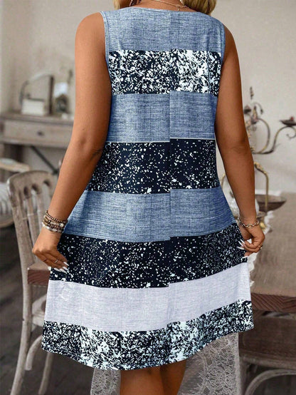 Plus Size Striped Tank Top & Skirt Set FitiqueFit