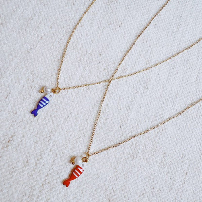 Striped Fish & Pearl Necklace – Nautical, Cute Sty Shop Style & More | Fresh Looks, Everyday Deals & Free Shipping