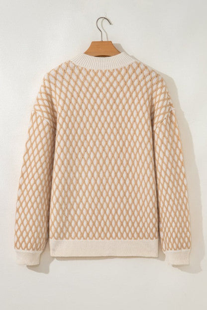 Rhombus Textured Knit Mock Neck Sweater Shop Style & More | Fresh Looks, Everyday Deals & Free Shipping