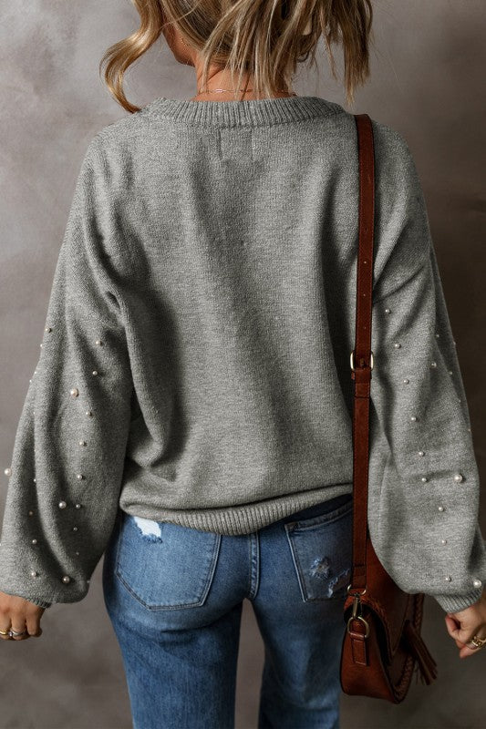 Solid Pearl Drop Shoulder Round Neck Sweater Shop Style & More | Fresh Looks, Everyday Deals & Free Shipping