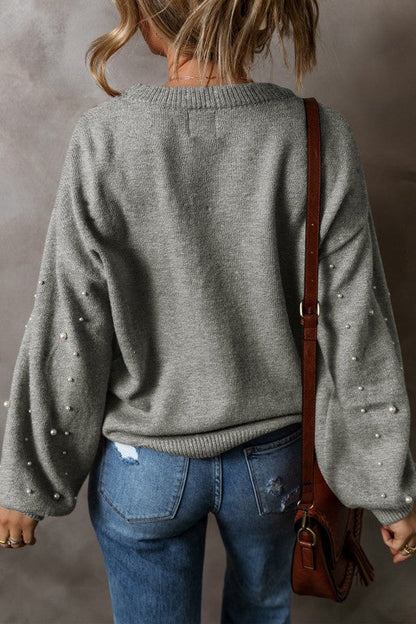Solid Pearl Drop Shoulder Round Neck Sweater Shop Style & More | Fresh Looks, Everyday Deals & Free Shipping