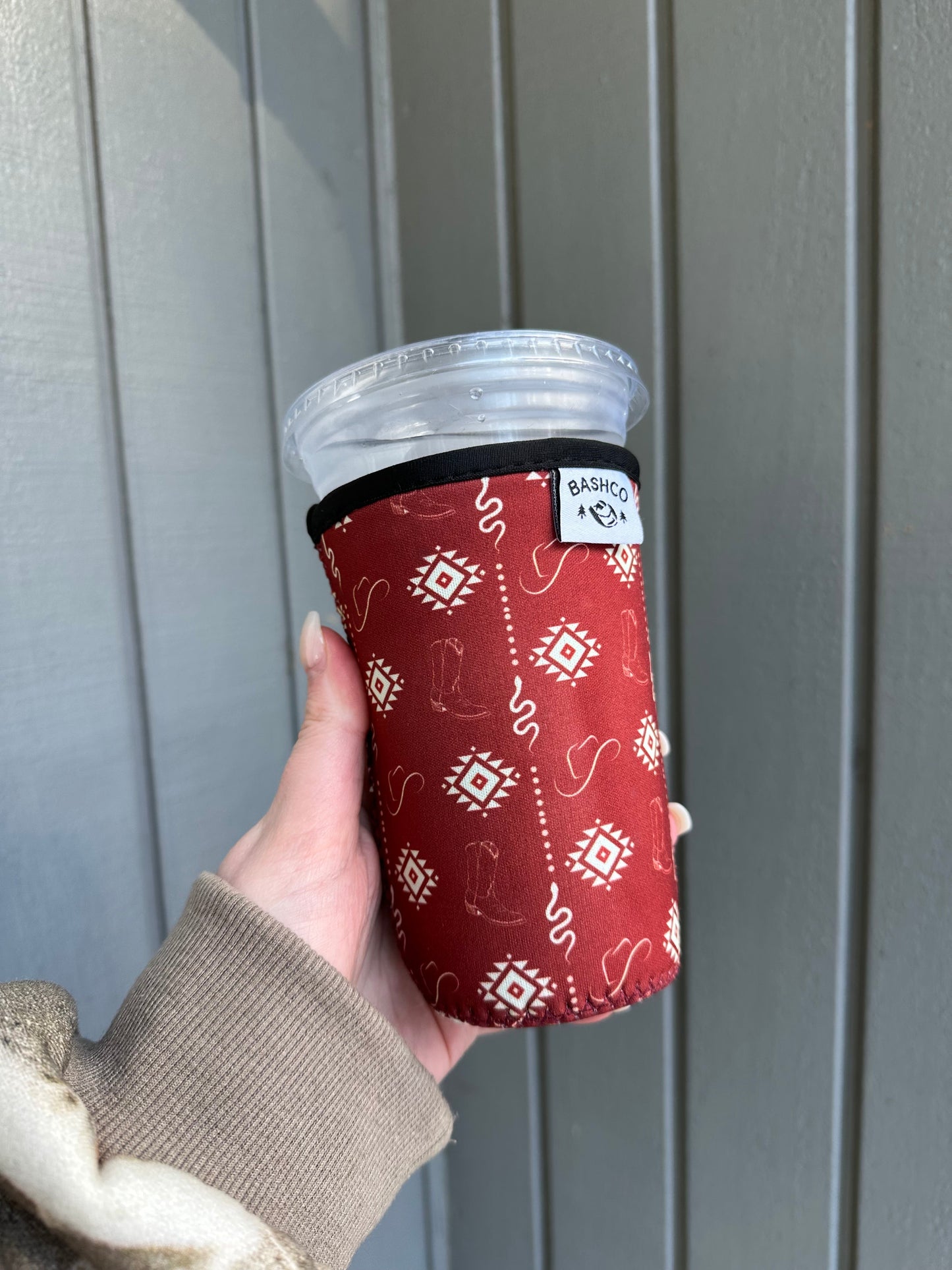 Red snake boots coffee sleeve | western coffee sleeve BashDesignsCo