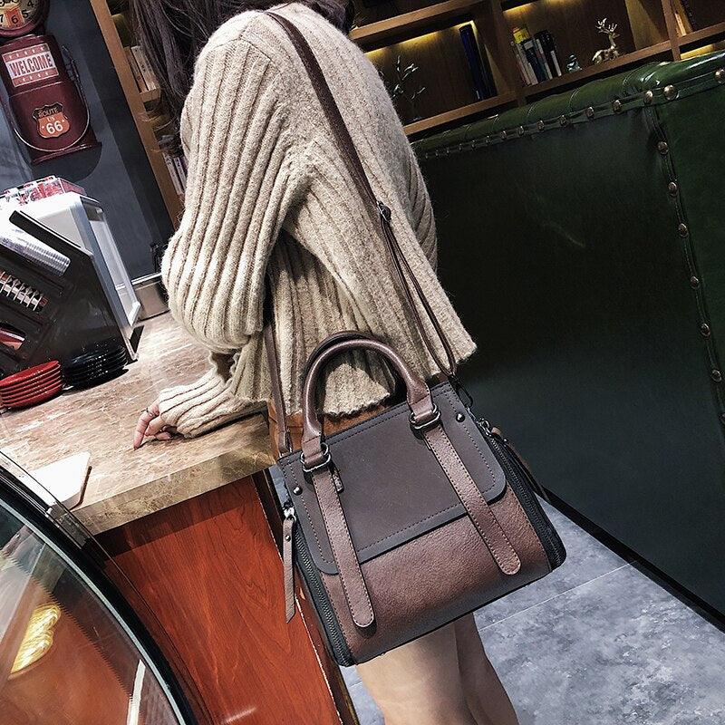 Vintage Leather Handbag Shoulder Bag | Luxury Handcrafted with Zipper Closure Country in My Heart