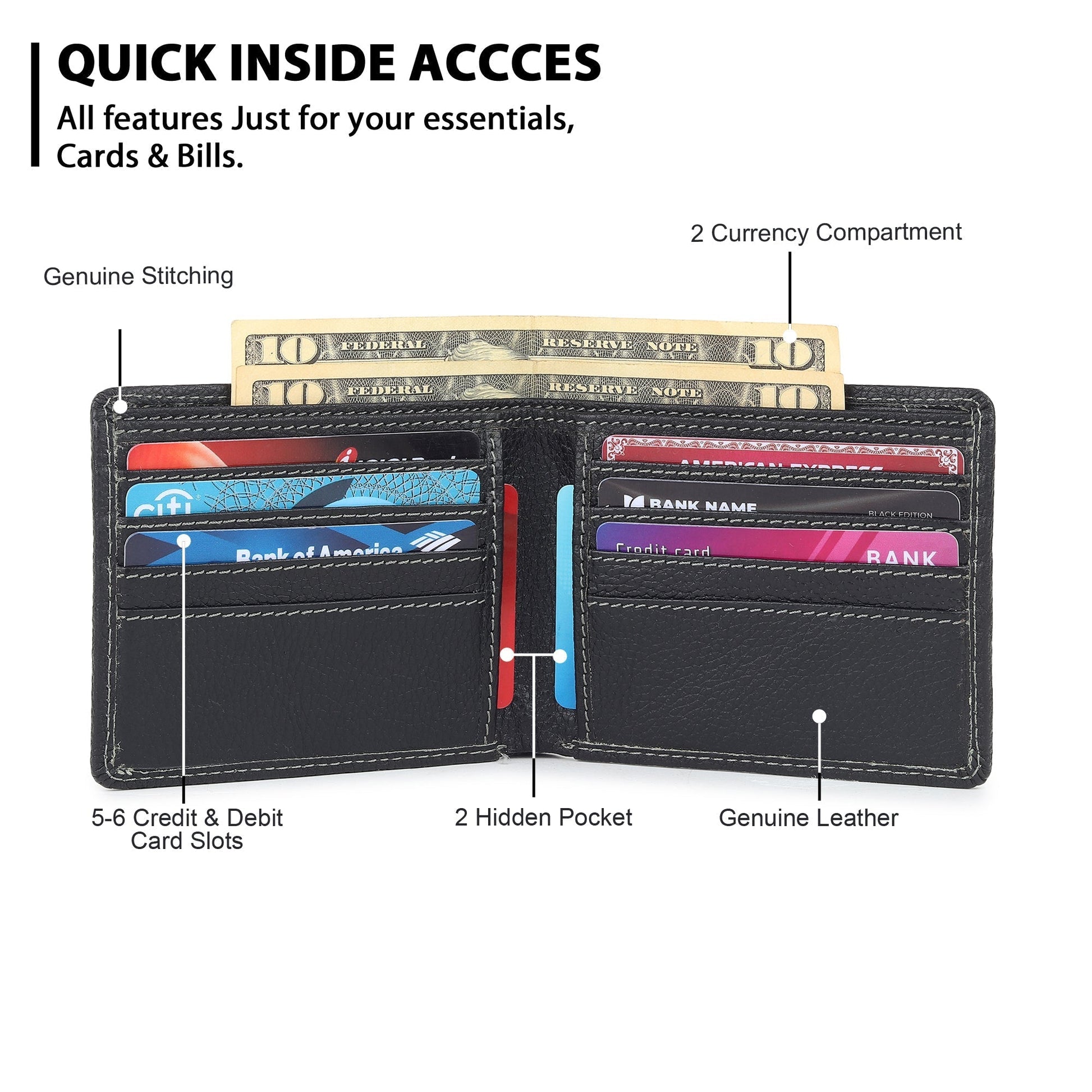 Black Textured Leather Mens Wallet Classy Leather Bags