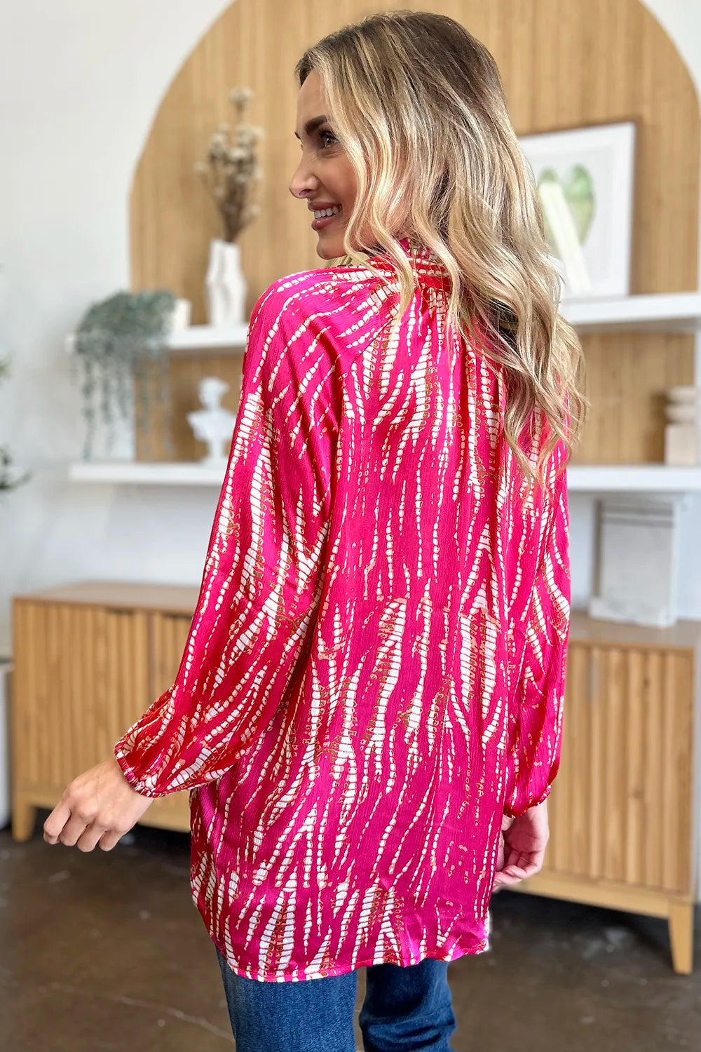 Double Take Full Size Printed Button Up Long Sleeve Shirt New Era Fashion LLc