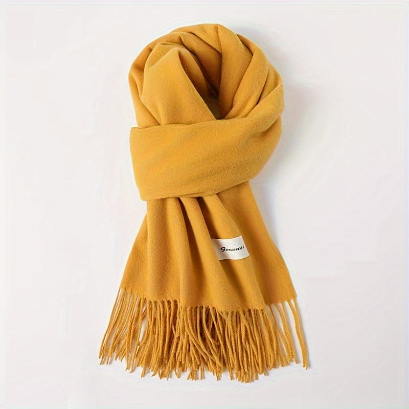 Solid Color Tassel Scarf, Hand Wash Only, Elegant Fringe Shawl for Women, Fashion Accessory NovaCart