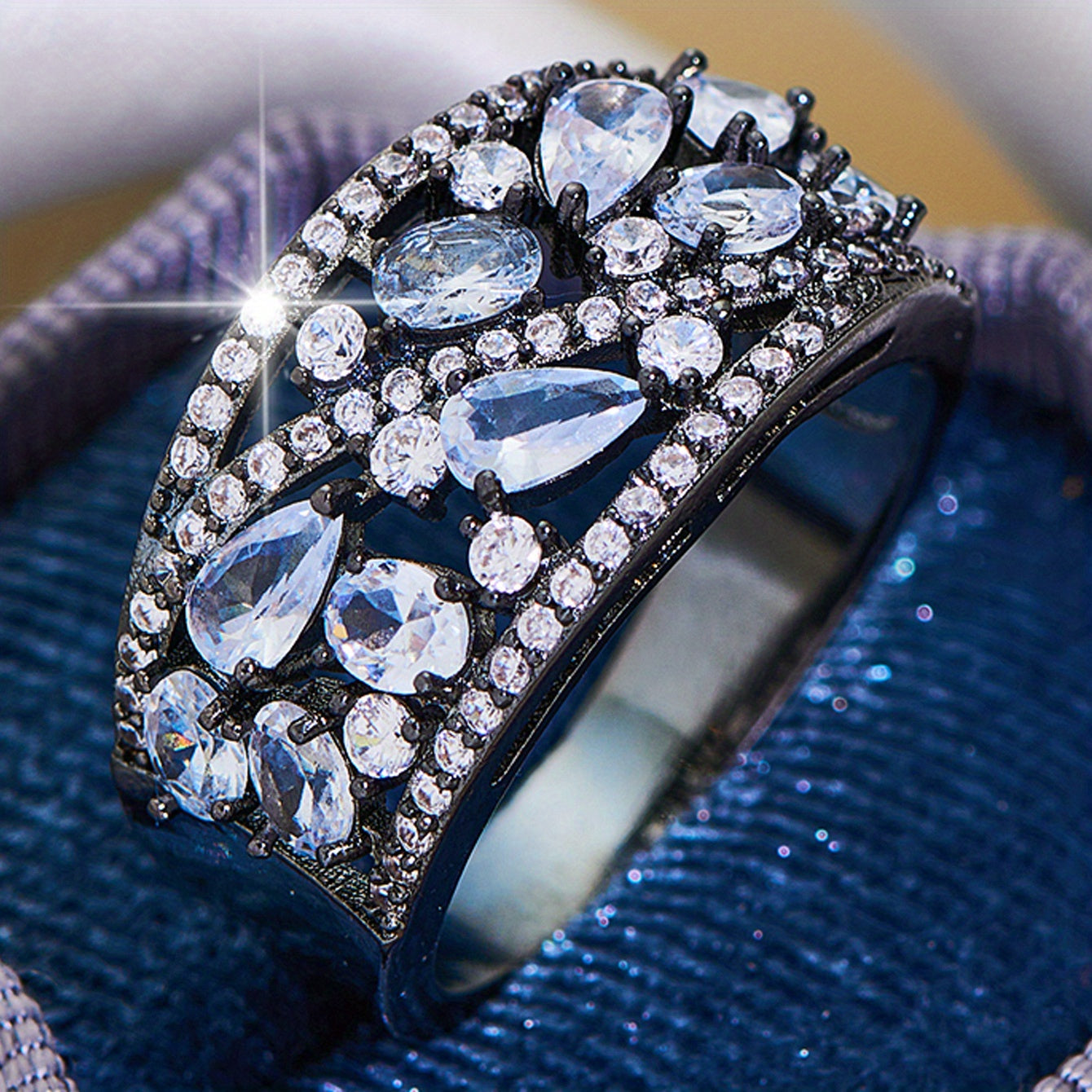 Bohemian Women's Couple Fashion Elegant Glass Synthetic Zirconia Gift Ring NovaCart