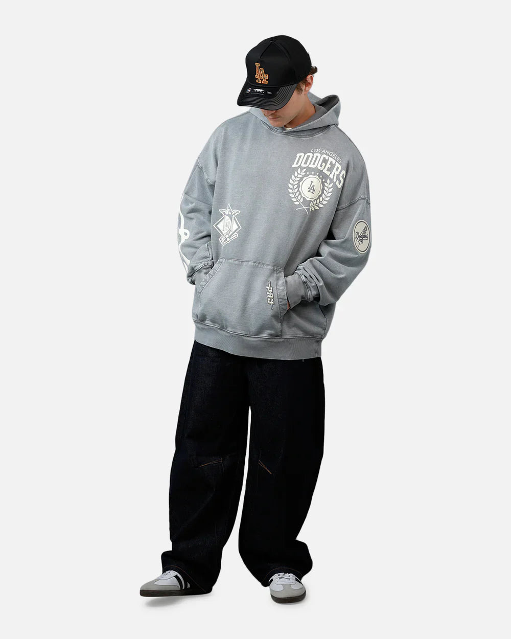 Pro Standard La Dodgers Street Team Hoodie - Washed Grey Denim Exchange