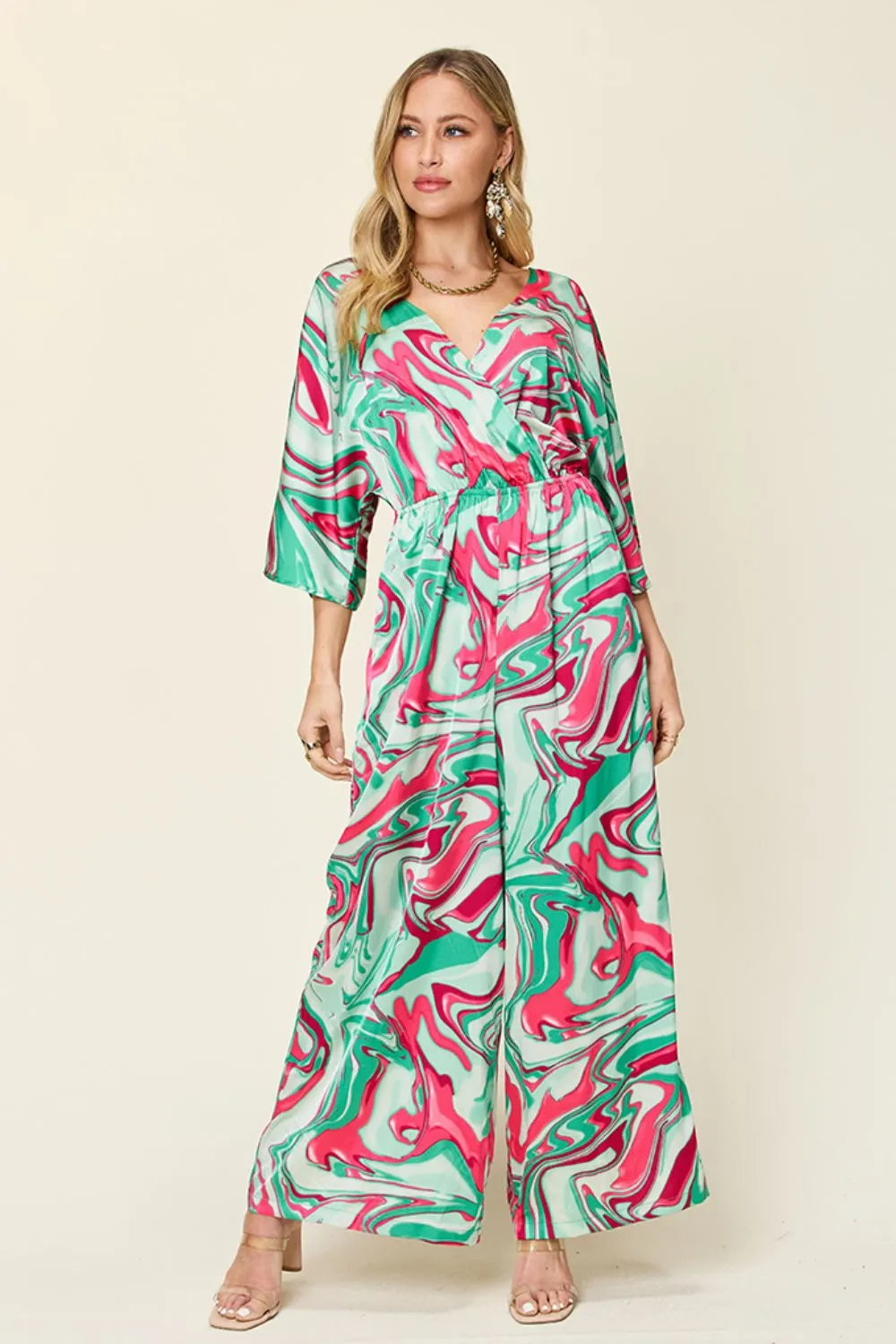 Double Take Full Size Half Sleeve Wide Leg Jumpsuit New Era Fashion LLc