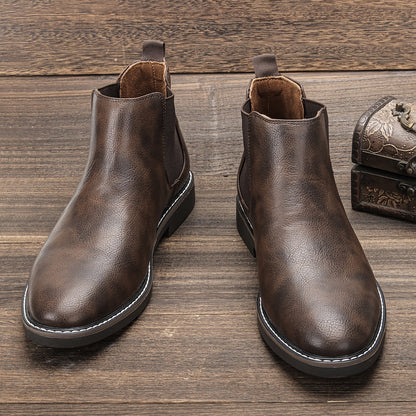 Men'S Chelsea Ankle Boots - Size 40-46, Brown Faux Cover with Black Elastic Band, Pointed Toe, TPR Sole, Ideal for Casual Wear and Vacation NovaCart