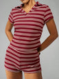 Striped Knit Short Sleeve Top & Shorts Set New Era Fashion LLc