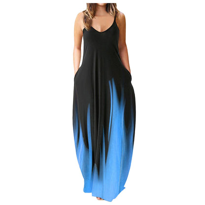 Casual Print Plus Size Sling Long Dress Grayceful LLC