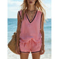 Women's V-Neck Vest & Shorts Two-Piece Set FitiqueFit