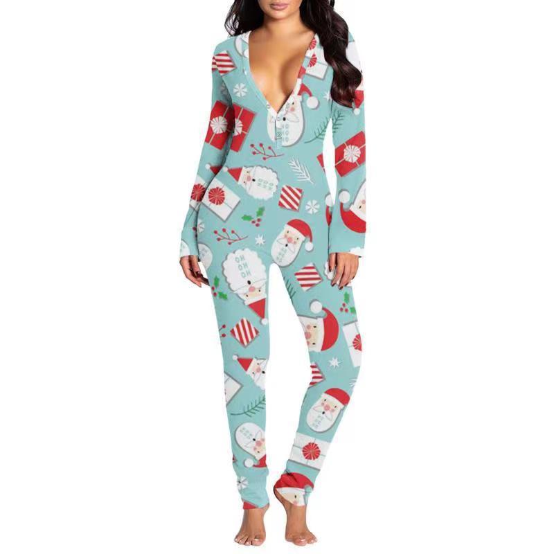 Printed Button Tight Jumpsuit For Women Grayceful LLC