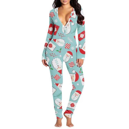 Printed Button Tight Jumpsuit For Women Grayceful LLC