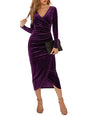 Long Skirt V-neck Wrap Hip Irregular Medium Length Dress Grayceful LLC
