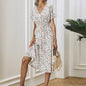 Boho V Neck Floral Print Short Sleeve Mini Dress Cute Smocked Waist Short Dress Grayceful LLC