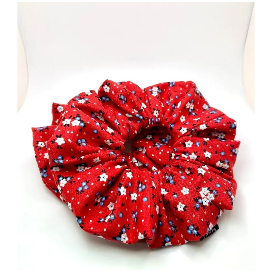 Red Floral Patriotic Scrunchie Enchanted Scrunch
