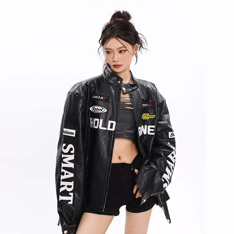Women's Loose Letter Racing Motorcycle Jacket See size chart under “more details” The Fashion Celestial