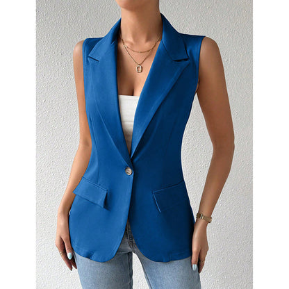 Women's Sleeveless Open-Front Vest Blazer – Work & Office Jacket FitiqueFit