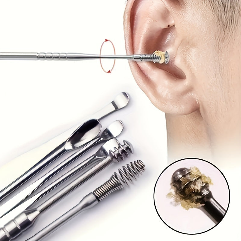 6pcs Spiral Spring Ear Cleaning Kit with Soft & Sturdy Ear Spoon & Probe Tools - Portable Manual Ear Wax Remover Set for Safe Ear Hygiene Care, Travel-Friendly Earwax Removal Tools (No Batteries/Electricity) NovaCart