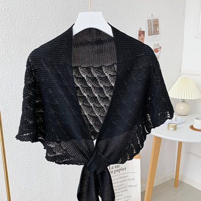 Women'S Stylish Openwork Yarn Shawl - Lightweight, Breathable Polyester, Perfect for Layering or Standalone Outfits, Machine Washable, Weekend Casual Wrap | Versatile Shawl | Stylish Knitwear, Shawls for Winter NovaCart