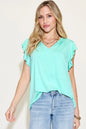 Basic Bae Full Size Bamboo Notched Ruffled Short Sleeve T-Shirt New Era Fashion LLc