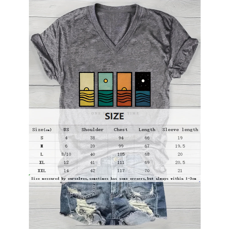 Geometric Mountain & Starry Night Graphic Tee FitiqueFit