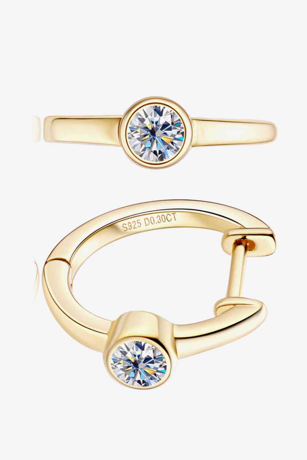 Elegant Jewel 18k Gold-Plated Inlaid Moissanite Huggie Earrings – Minimalist Design See size chart under “more details” The Fashion Celestial