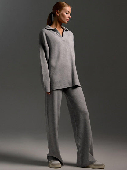 Women’s Fall Winter Two-Piece Set – Loose Collar Sweater Casual Outfit FitiqueFit