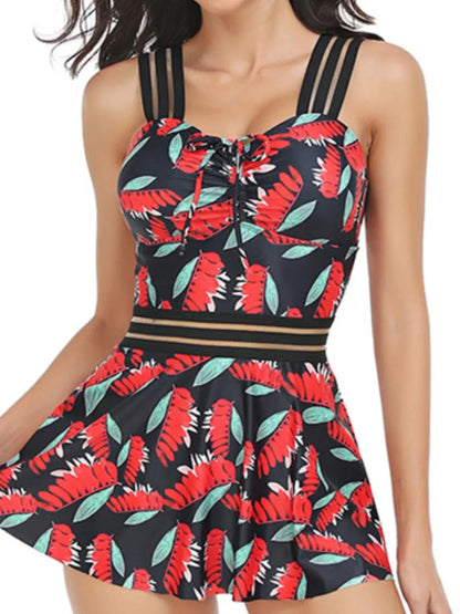 Ruched Printed Sweetheart Neck Two-Piece Swim Set New Era Fashion LLc