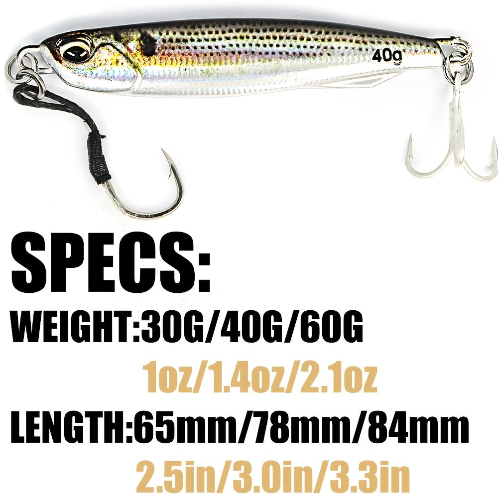 B&U Metal Cast Jig - 3D Printed Spoon Casting Jigging for Saltwater Fishing - 30G/40G/60G Artificial Bait Tackle with Enhanced Durability and Realistic Design NovaCart