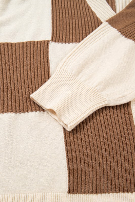 Plus Size Checker Ribbed Knit Buttoned V-Neck Card Shop Style & More | Fresh Looks, Everyday Deals & Free Shipping