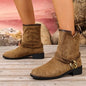 Casual Metal Buckle Slip-On Women’s Martin Boots FitiqueFit