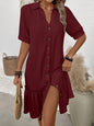 Women's Puff Sleeve Ruffled Hem Mini Dress – Solid Color FitiqueFit