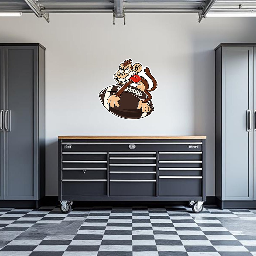 Monkey F'n a Football Garage Wall Decal Armed American Supply