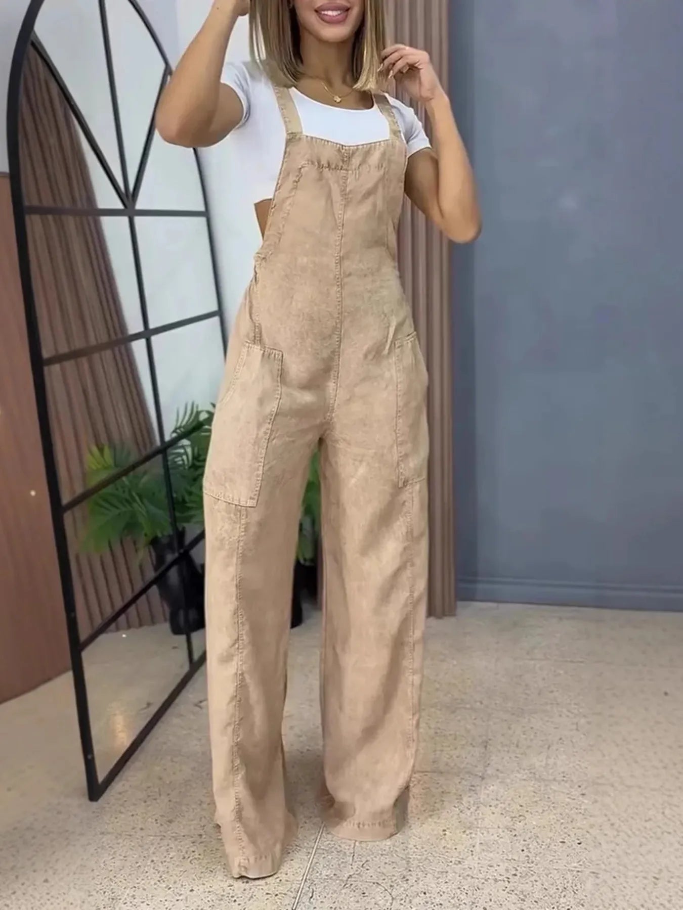 Full Size Wide Leg Washed Denim Overalls Plus Size New Era Fashion LLc