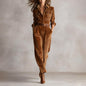 Notched Lapel Wide-leg Jumpsuit FitiqueFit