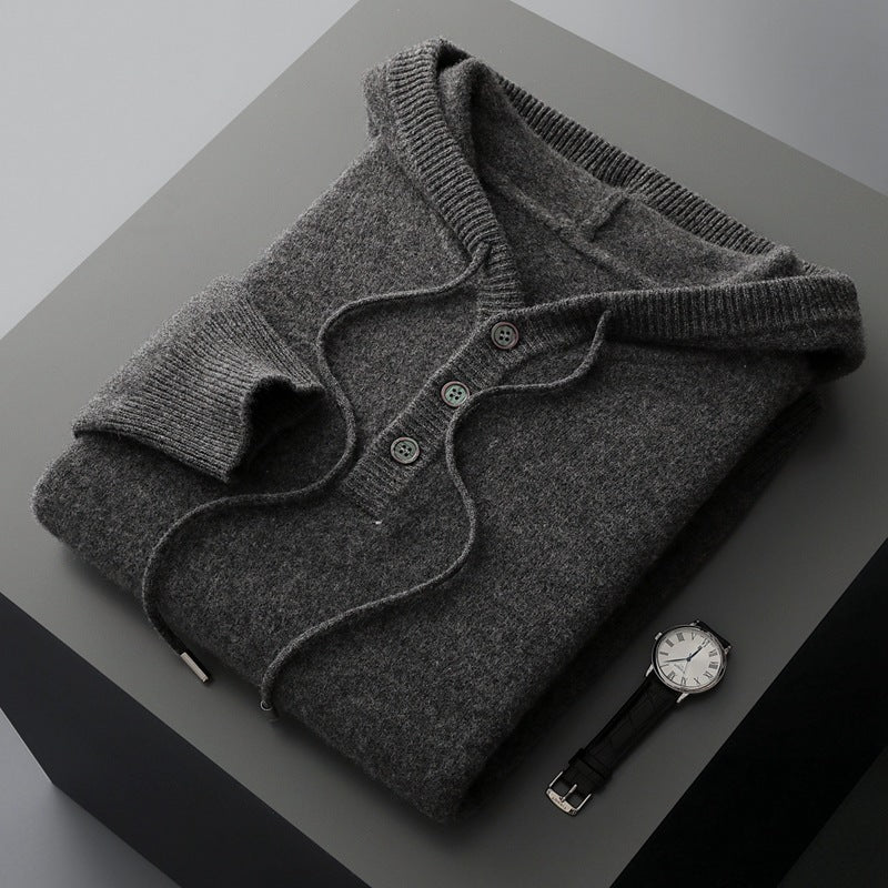 Men's American-style Warm High-grade Button Hoodie Sweater Grayceful LLC